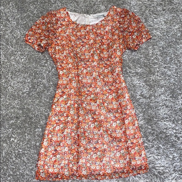 Forever 21 Orange Puff Sleeve Floral Dress - Picture 9 of 9